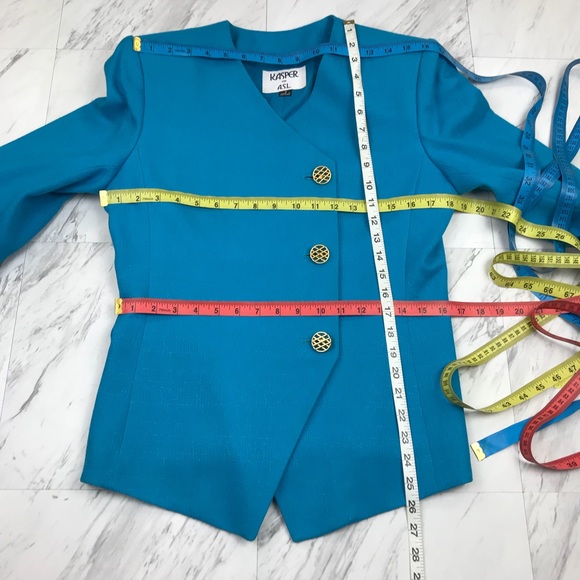 Vintage Kasper Asymmetrical Blazer Blue VTG 80s X - Picture 5 of 7